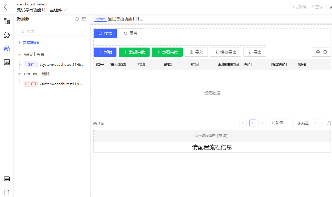 该组件中包含两个动作:view和remove,分别表示查看和删除动作,当该组件被