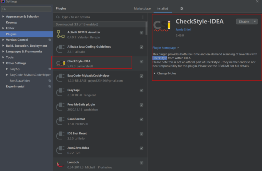 CheckStyle-IDEA插件安装